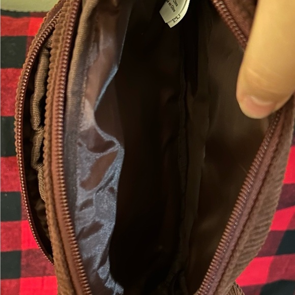 SOLD-Brown Travel Bag with Corduroy Texture and Multiple Compartments - Picture 2 of 3